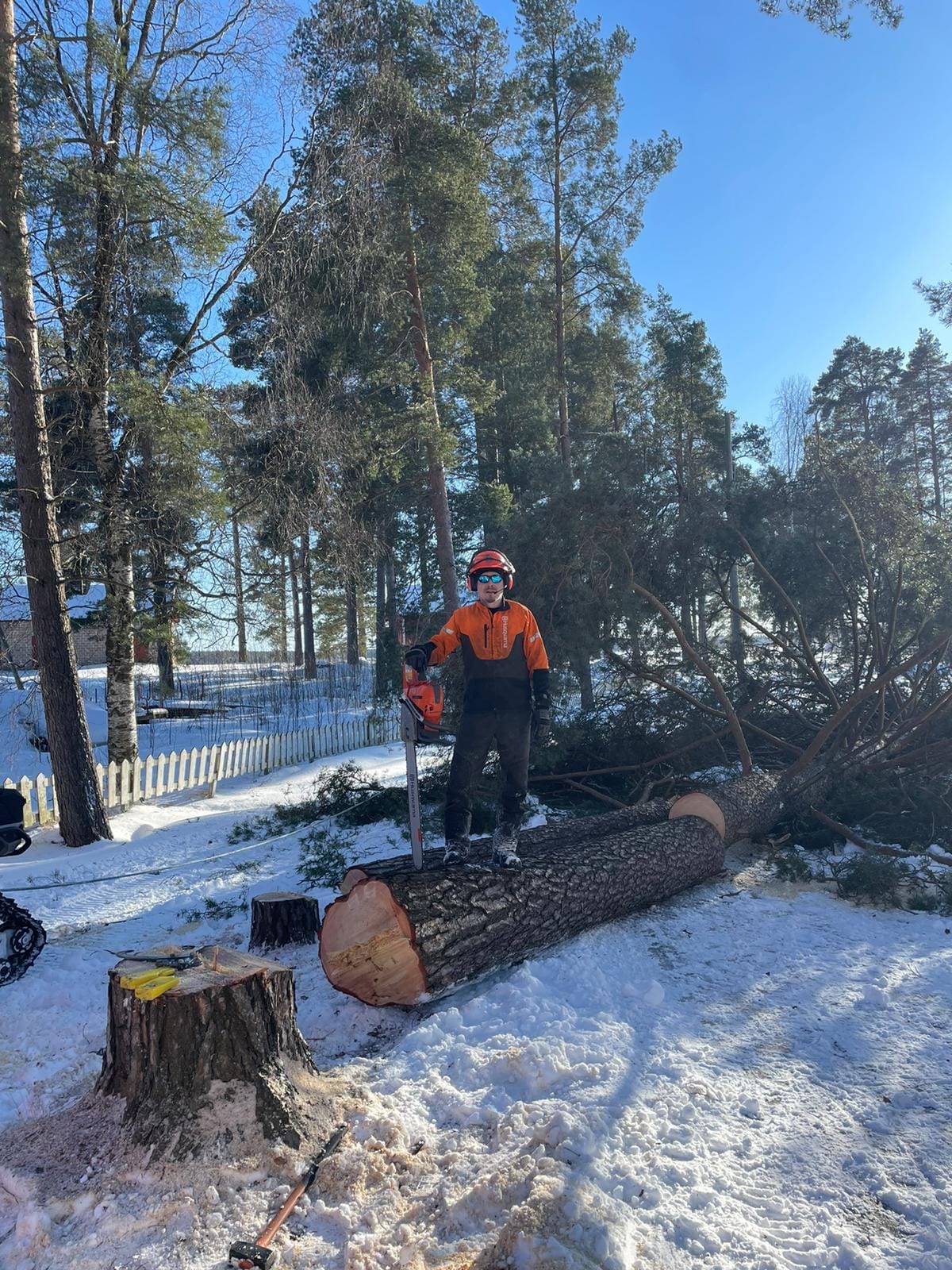 TNTimperi Oy työntekijä puunkaatotyömaalla